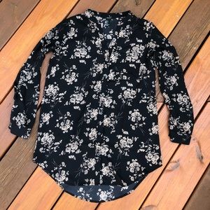 Black Floral Blouse (Cream Flowers)
